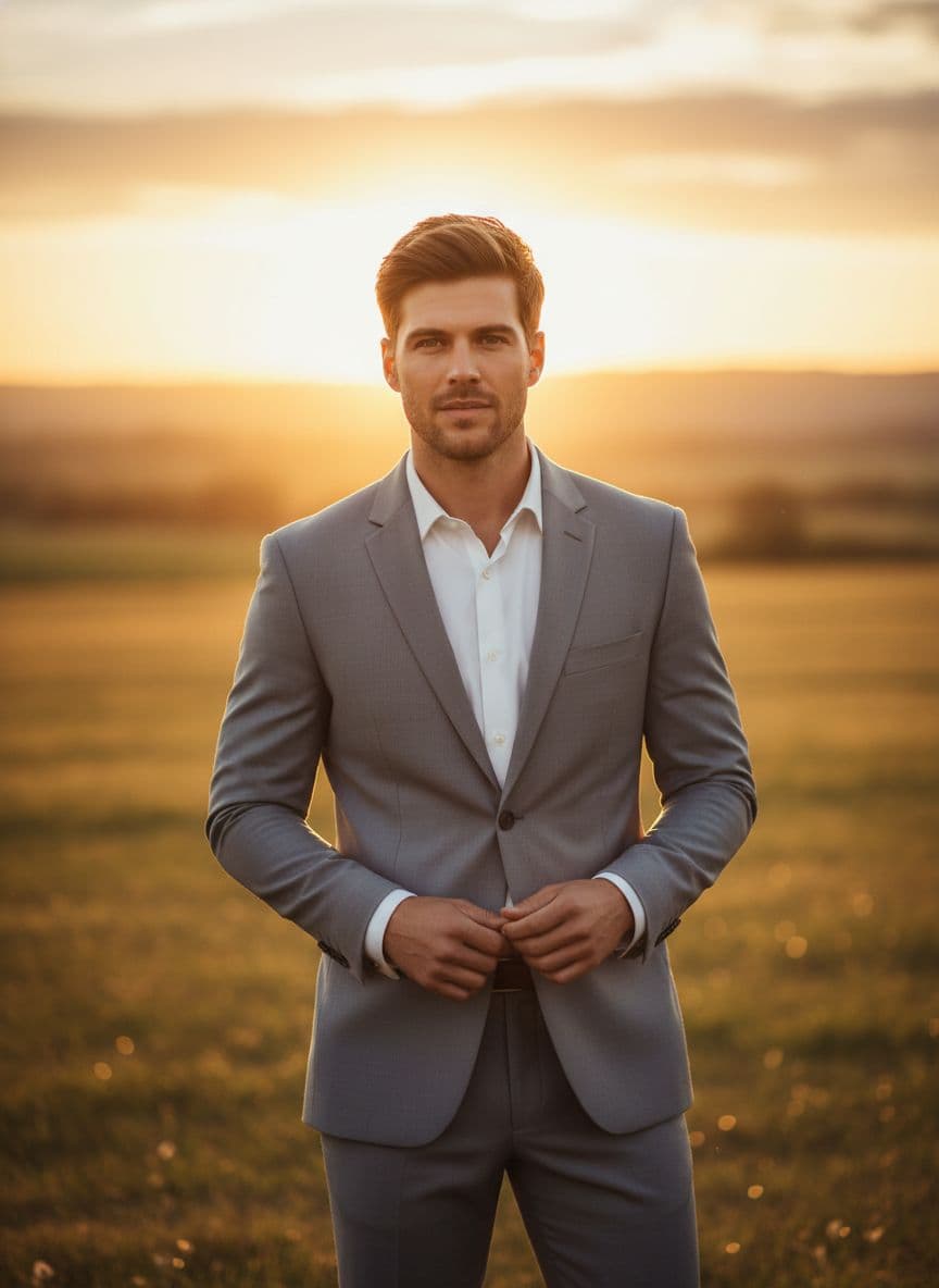 Sophisticated Suit and Bouquet Styling