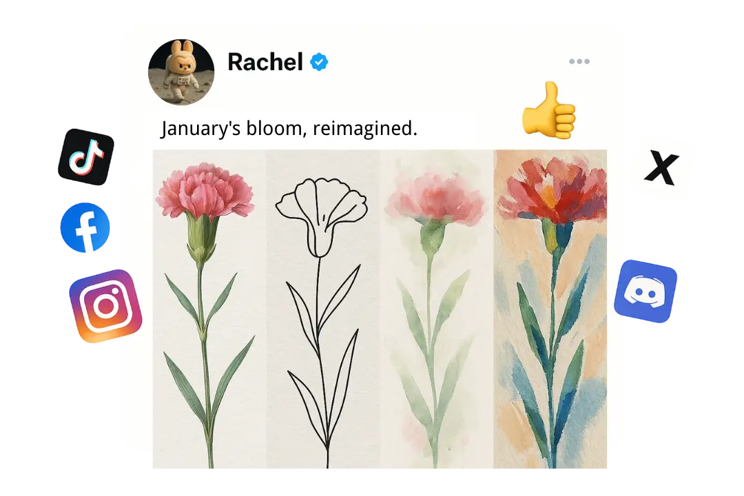 Versatile Birth Month Flower Designs in Various Styles for Social Media Sharing