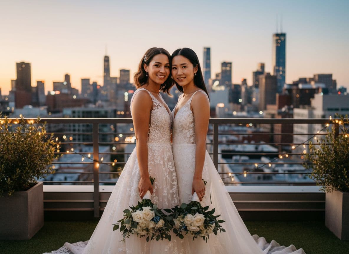 Brides’ Rooftop Embrace