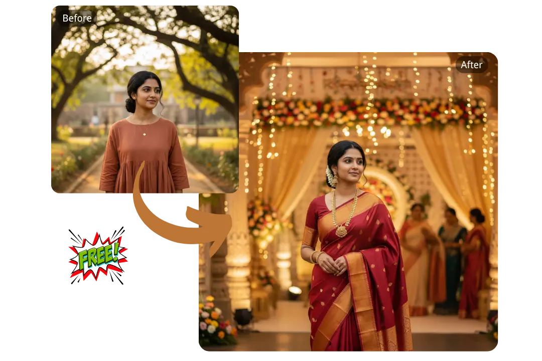 Instant Saree Looks with the One-Click Free Google Gemini AI Nano Banana Saree Generator