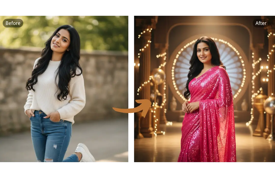 Authentic Saree Portraits with Gemini AI Saree Effects