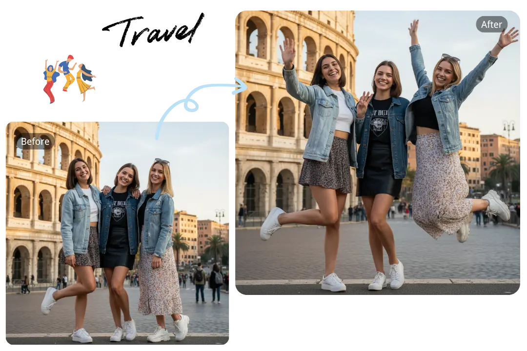 Multi-Person AI Pose Generator for Group Photos