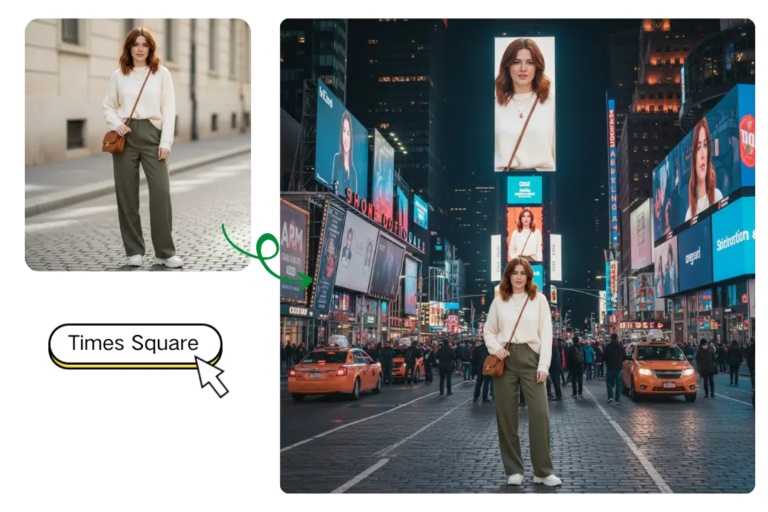 Realistic Times Square Selfie on Billboard