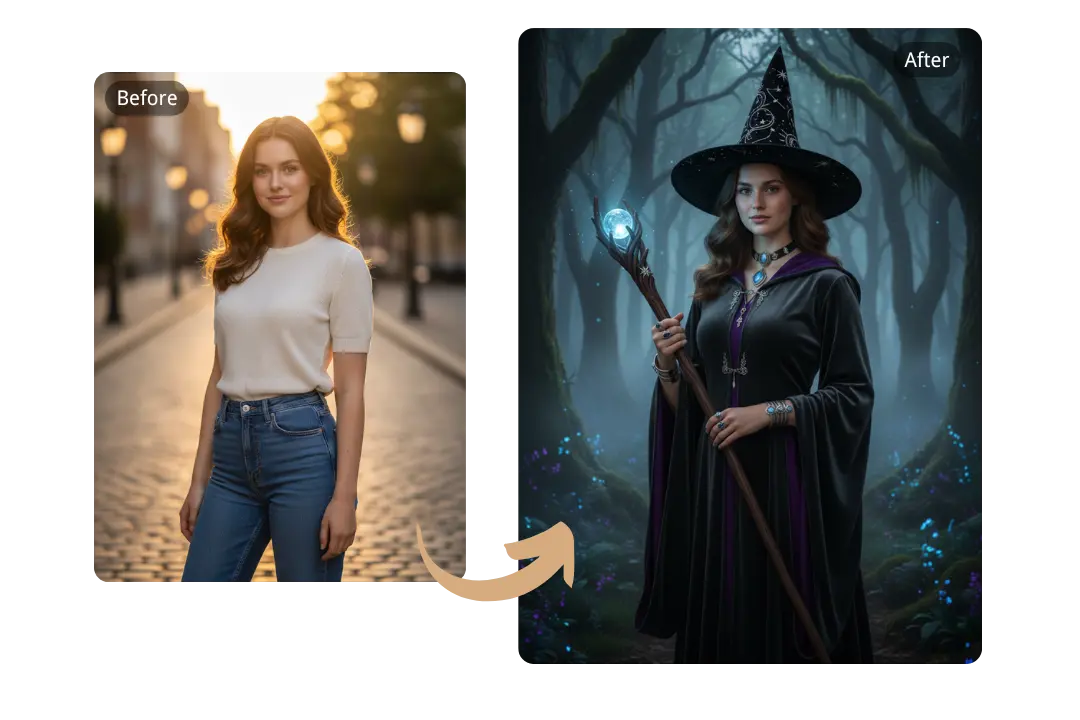 Cinematic Witch Transformations in Seconds