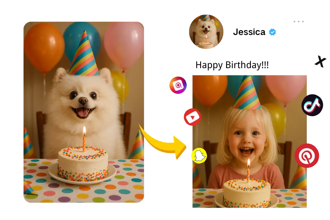 Random Gender Surprise in AI Pet to Human Generator for Spontaneous Sharing