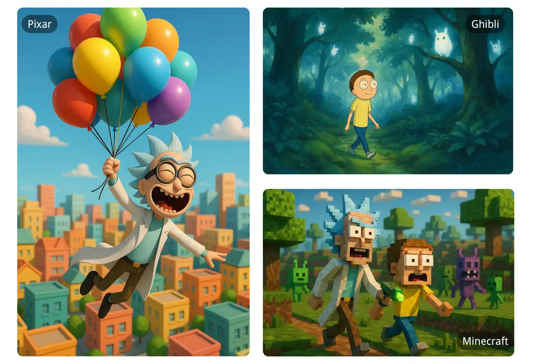 Explore Rick and Morty AI Art with Ghibli, Pixar & More