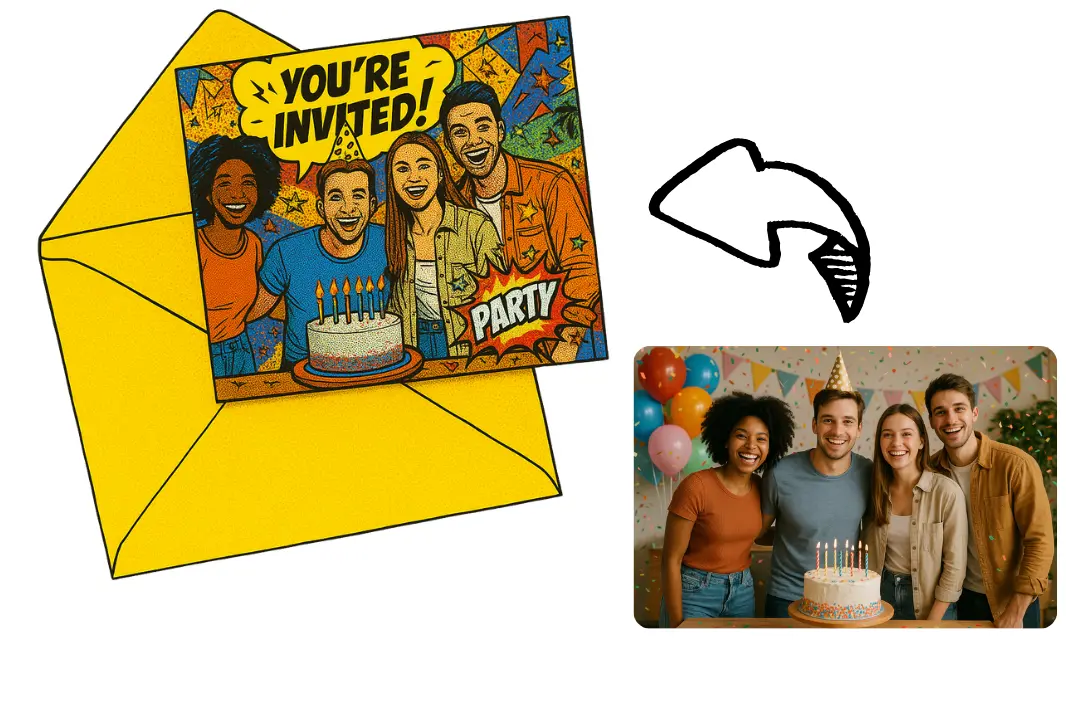 AI Comic Generator from Image for Event Invitations