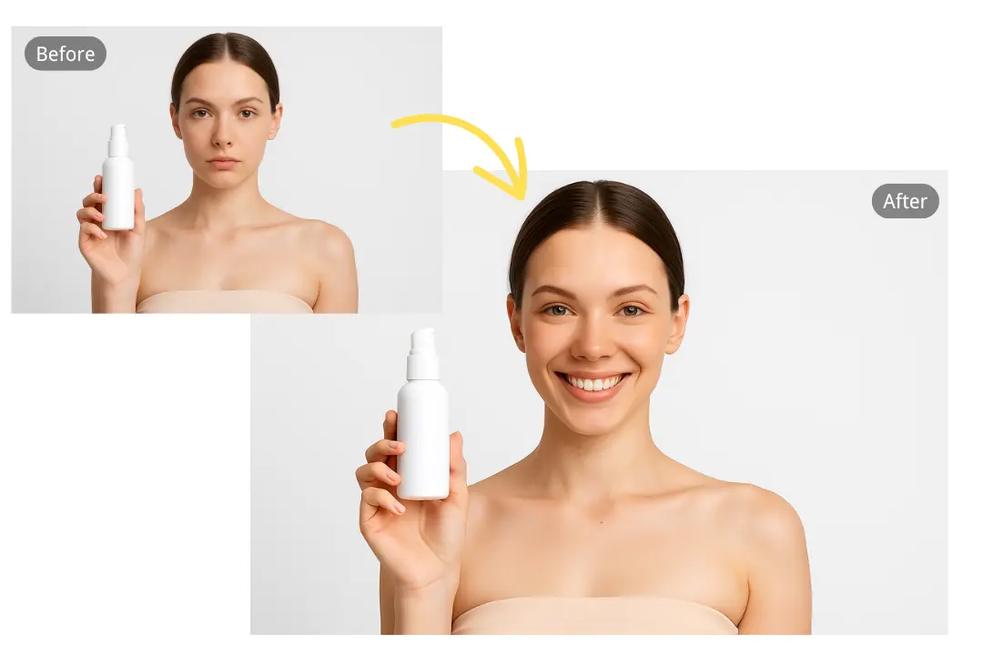 One-Click Add Smile to Photo for Engaging Ads