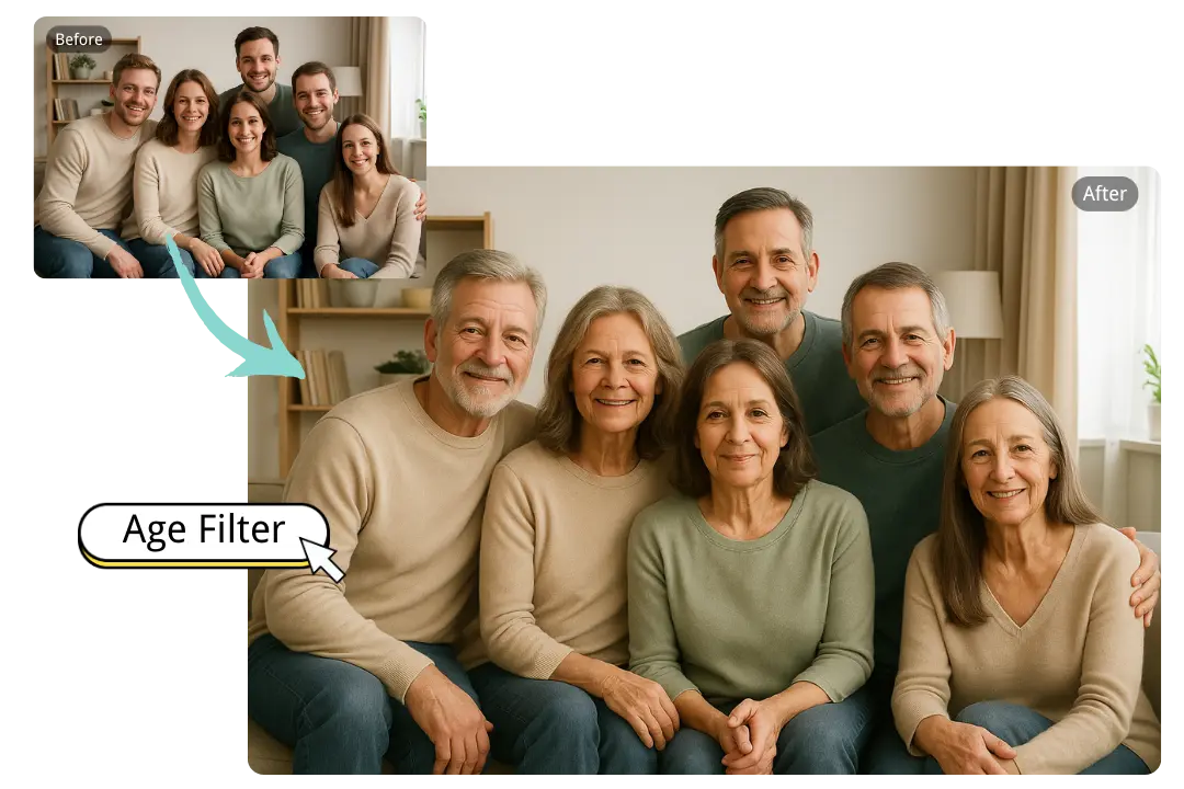 Instant Old Face Filter for Family Reunions