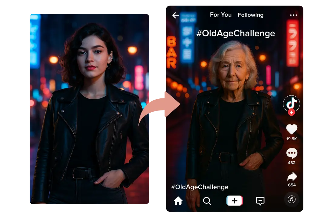 One-Click Old Age Filter Online for Social Media Challenges