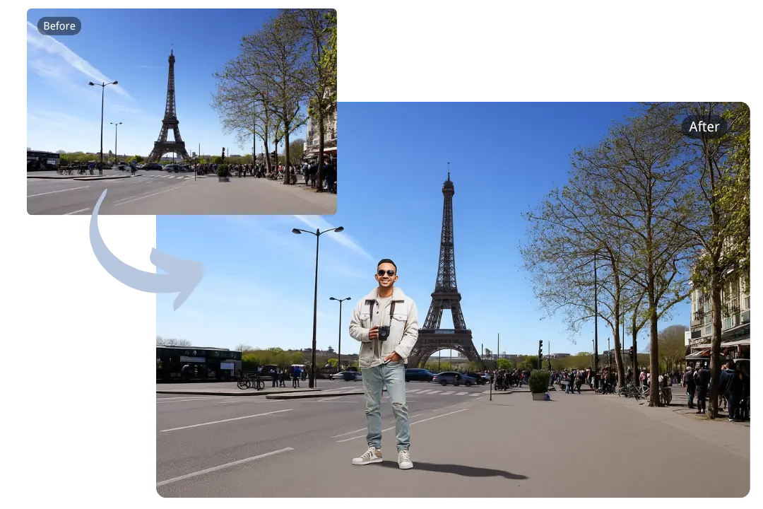 Insert Person into Photo for Travel Memories